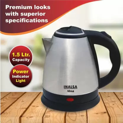 Inalsa Electric Kettle Absa-1500W with 1.5 Litre Capacity Electric Kettle Inalsa Electric Kettle Absa-1500W with 1.5 Litre Capacity Electric Kettle